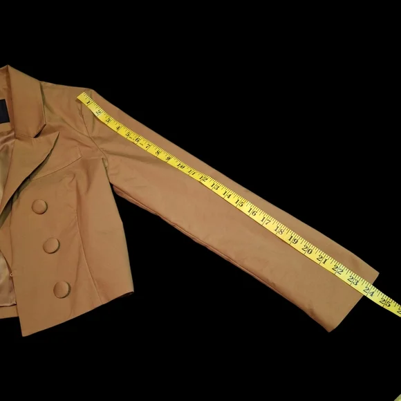 7 For All Mankind Cropped Button Long Sleeve Gold Blazer Women Size Medium - Picture 14 of 16